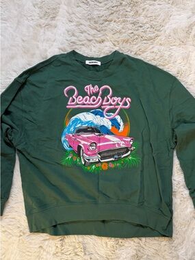 Daydreamer Graphic Sweatshirt - Dark Green with Pink Car